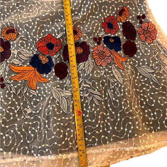 Seen Worn Kept Anthro Silver Floral Sequined Embroidered Cami, size XS - Picture 6 of 9